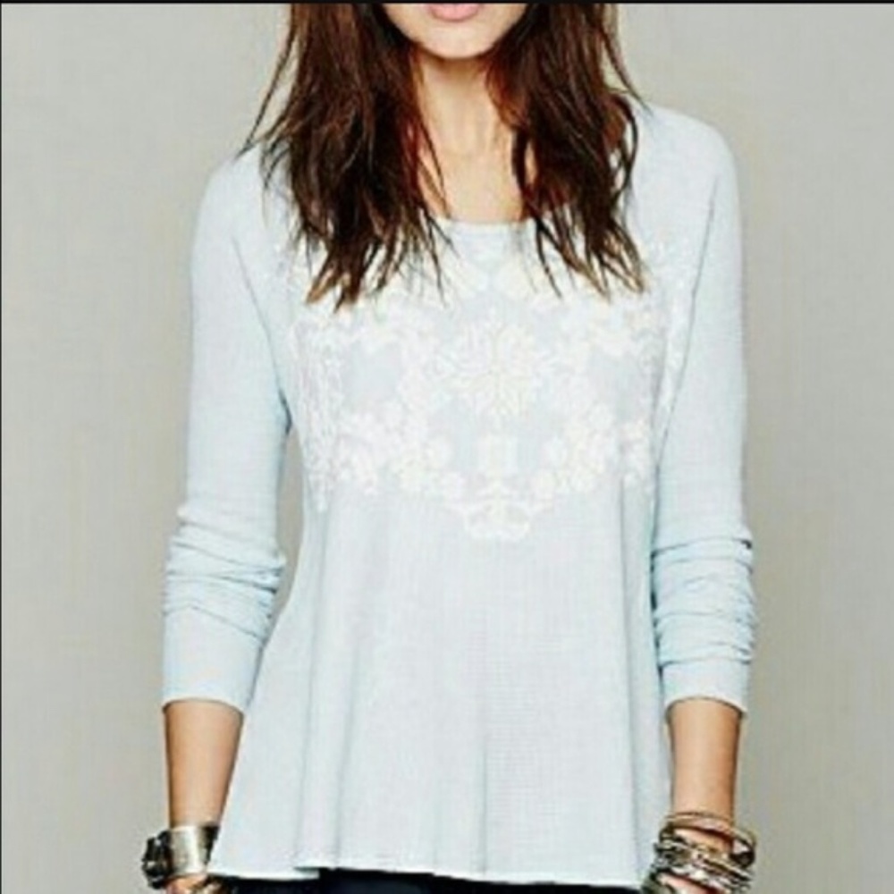 Free People Light Blue Snowflake Thermal